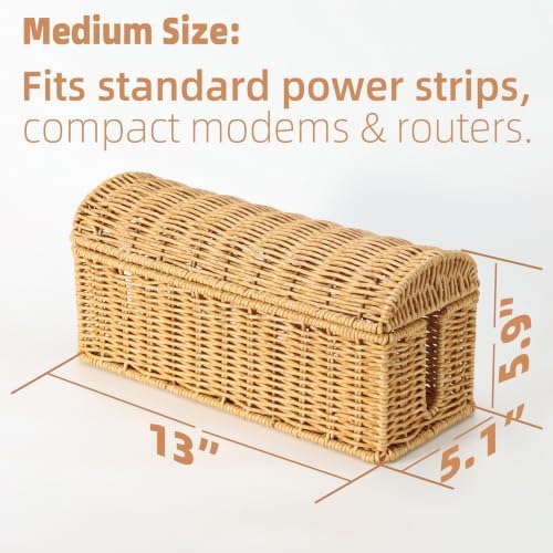 PP Rattan Cable Management Box to Hide Cords and Power Strip - Image 2