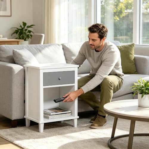 White-Gray Night Stand, Nightstand - Image 5