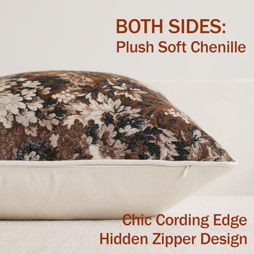 DEZENE Pack of 2 Vintage Floral Throw Pillow Covers 18x18 Boho Farmhouse - Image 3