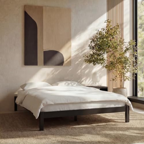 Full Bed Frame Classic Wood Platform, Noise Free, Under Bed Storage, No Box by LIFEMENT