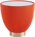 Manhattan Comfort Anderson Modern 18" Round End Table 2.0 | Ceramic Marble Tabletop, Elegant Pleated Leatherette Design & Gold Stainless Steel Base, Fully Assembled Accent Furniture, Set of 1, Orange