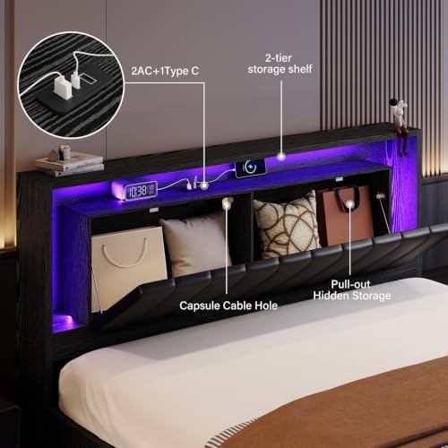 Belffin Full Size Floating LED Bed Frame, Modern Bed - Image 3