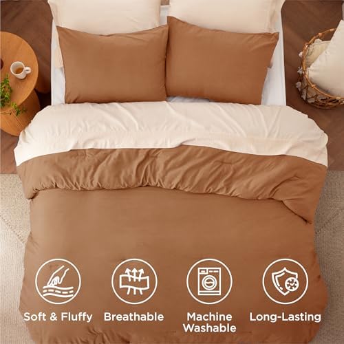 Bedsure King Comforter Set Prewashed Soft Bedding Set 3Pcs Pumpkin 104"x90" - Image 4