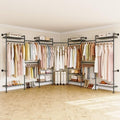 L7 Wall Mounted Industrial Pipe Clothing Rack, Corner Closet System by ONBRILL