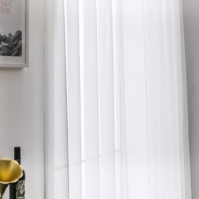 MIULEE 2 Panels Solid Color Sheer Window Curtains Elegant Window Voile - Image 5
