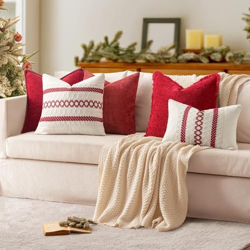 MIULEE Christmas Decorative Euro Sham Pillow Covers 24x24 Inch Red 2 Pack - Image 5