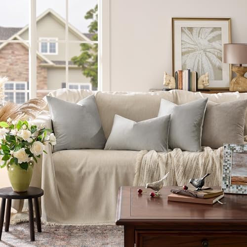 GIGIZAZA Silver Grey Velvet Throw Pillow Covers 12x20 Pack of 2 - Image 2