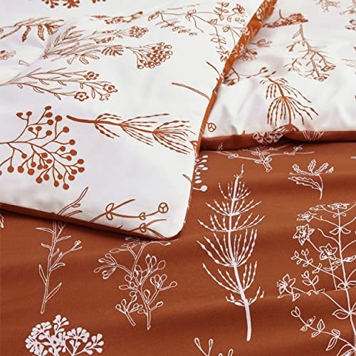 Bedsure Floral Comforter Set Cute Bedding Set Full Reversible Terracotta - Image 4