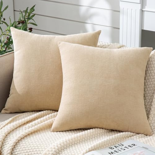 GAWAMAY Beige Chenille Throw Pillow Covers 26x26 Set of 2 by GAWAMAY