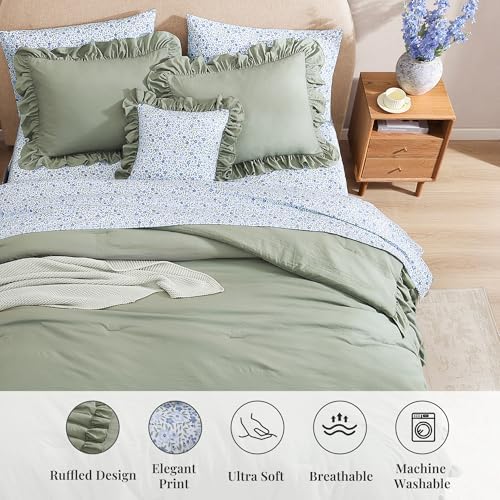 BLOOMHAVEN Oversized Queen Comforter Set-7 Pieces Ruffle Bedding - Image 6