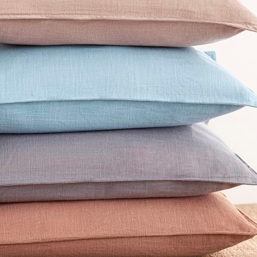 Foindtower Linen Solid Decorative Throw Pillow Covers 20x20 Light Purple - Image 7