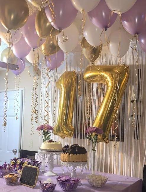 Gold Number 7 Birthday Balloon 40 Inch, Digital Balloons for 7 17 27 70 73 77 Party Celebration Decorations Supplies, Mylar Foil Numbers Balloon for Seven Wedding Anniversary