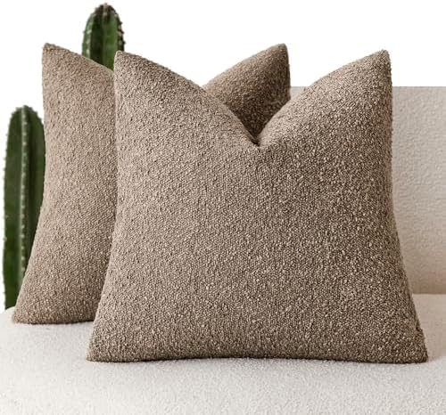 Foindtower Decorative Textured Boucle Throw Pillow Covers 22x22 Light Brown by Foindtower