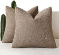 Foindtower Decorative Textured Boucle Throw Pillow Covers 16x16 Light Brown by Foindtower