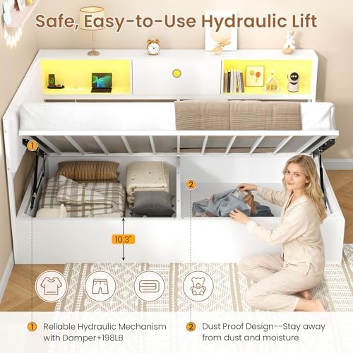 Hasuit Corner Twin Lift Up Storage Bed Frame - Image 6