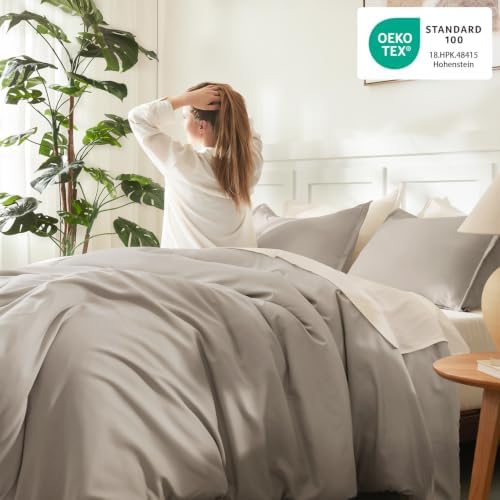 Litanika Oversized Queen Comforter Set, 3 Pieces Dark Oatmeal Solid Bedding - Image 4