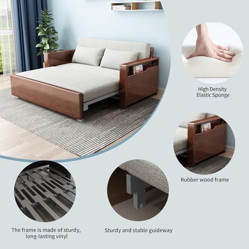 59" Grey 3-in-1 Convertible Sofa w/Storage & Rev Chaise, Solid Wood Frame - Image 7