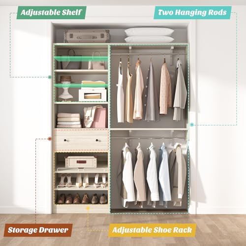 120 Inch Reversible Set of 2 Wood Closet Organizer System - Image 6