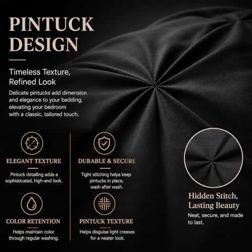 CozyLux Full Size Comforter Sets Black, 7 Pieces Pintuck Bed in a Bag - Image 3