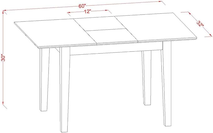 East West Furniture PSCL5-MAH-W 5 Piece Dining Room Table Set Includes a Rectangle Kitchen Table with Butterfly Leaf and 4 Dining Chairs, 32x60 Inch, Mahogany