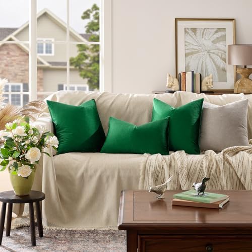 GIGIZAZA Green Velvet Pillow Covers 24x24 Decorative Pillows Pack of 2 - Image 6