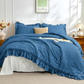 JOLLYVOGUE Teal Comforter Full Size, 3 Pieces Seersucker Lightweight Full Size by JOLLYVOGUE