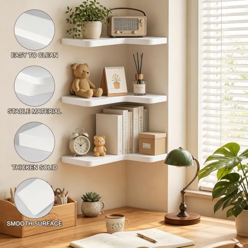 Floating Corner Shelves Solid Pinewood Wall Mounted Shelf - Image 6