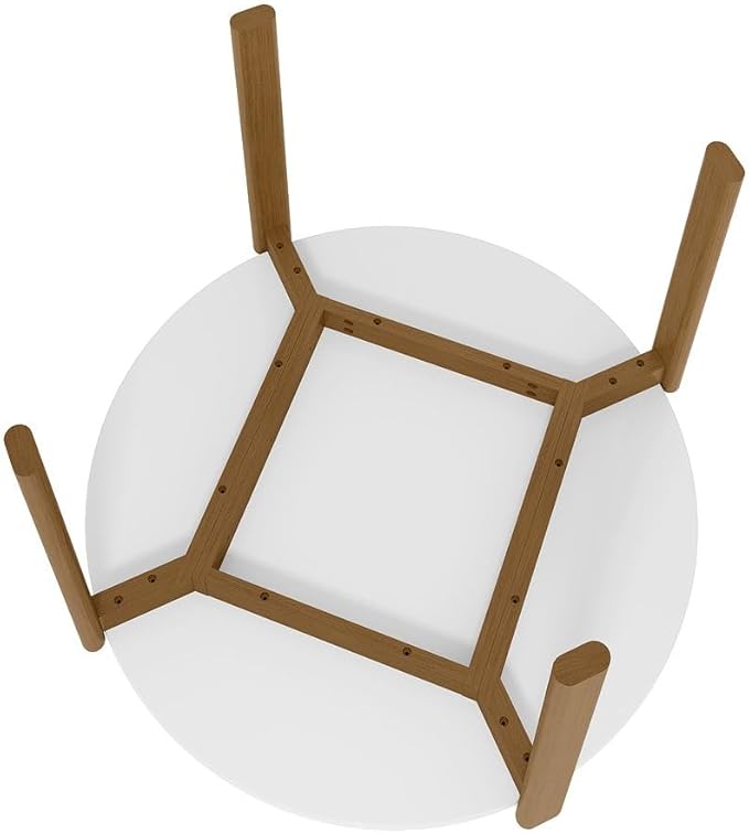 Manhattan Comfort Mid-Century Modern Gales Round 46.54 Dining Table with Solid Wood Legs in White - Set of 5