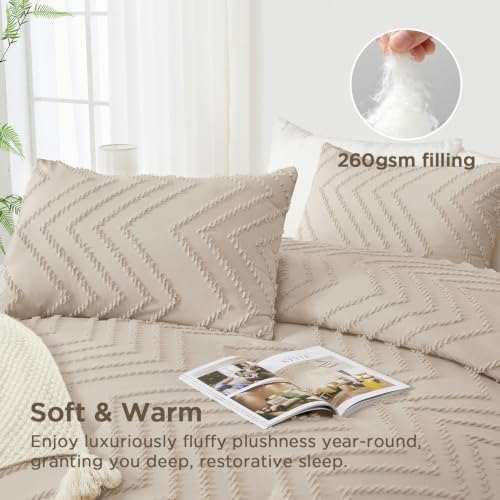 Andency Khaki Comforter Set Full Size, 3 Pieces Soft Bedding Set - Image 3