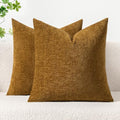 MIULEE Soft Chenille Throw Pillow Covers Mustard 16x16 Inch Pack of 2 by MIULEE