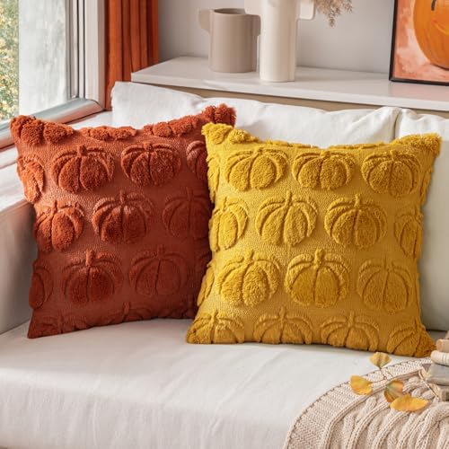 MIULEE Fall Pillow Covers Pumpkin Fall Decor 20x20 Mustard Yellow - Image 3