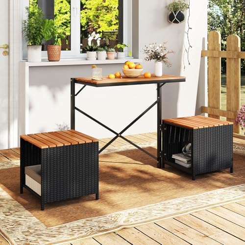 Tangkula 3-in-1 Convertible Bench Bar Table, Outdoor Folding Table & Chair - Image 7