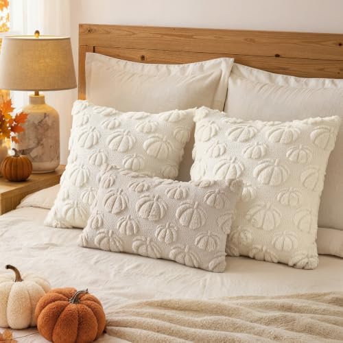 MIULEE Fall Decor Pillow Covers 18x18 Set of 2 Pumpkin Cream White - Image 4