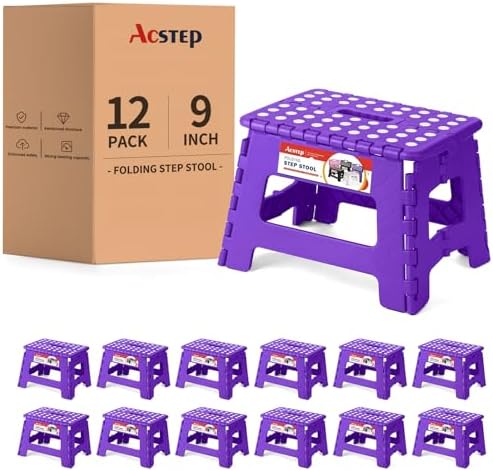 9 Inch Folding Step Stool, Portable Collapsible Plastic, Non Slip Foldable Step by ACSTEP
