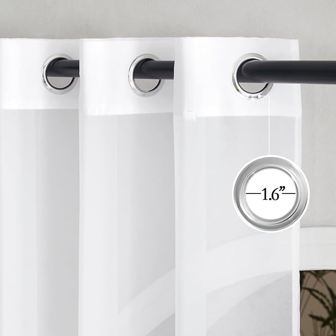 NICETOWN White Short Kitchen Curtains Over Sink 30 inches Long 2 Panels - Image 2