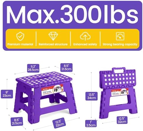 9 Inch Folding Step Stool, Portable Collapsible Plastic, Non Slip Foldable Step - Image 4