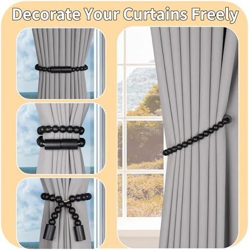 Meplait Magnetic Curtain Tiebacks, 2 Pack Boho Curtain Tie Backs - Image 5