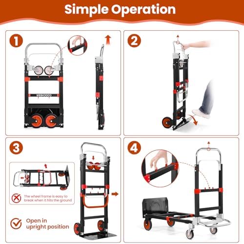 3-in-1 Convertible Hand Truck, Heavy Duty 600LBS Folding Dolly Cart - Image 4