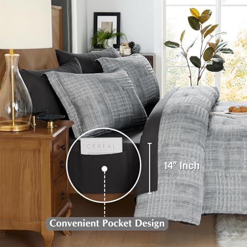Oversized Queen Comforter Set Crinkle Textured Bedding Set 7 Pieces - Image 5