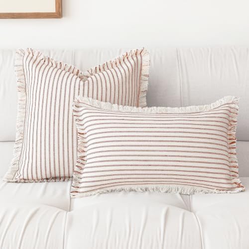 YEENAASY Throw Pillow Covers 16x16 Boho Striped Pillow Cases - Image 2
