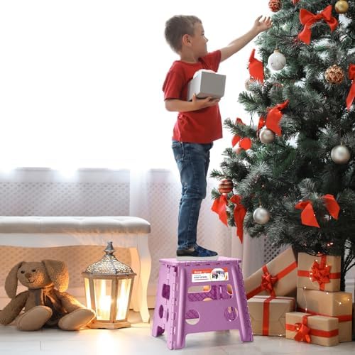 Foldable Step Stool for Adults 13 Inch, 300 lbs, Light Purple - Image 5