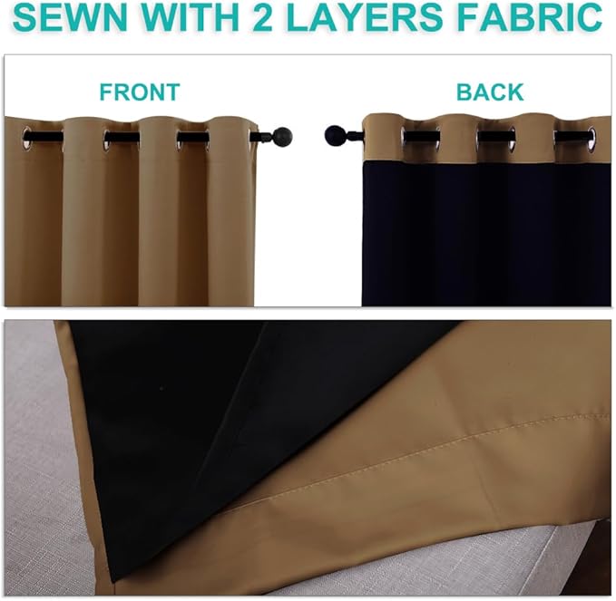 NICETOWN 100% Blackout Curtains 54 inches Long, 1 Pair, 42 inches Width Each - Image 5