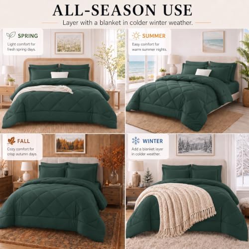 CozyLux Twin XL Comforter Set 68"x88" Forest Green - Image 7