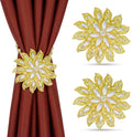 2 Pack Gold Pearl Flower Curtain Tiebacks Window Holdback Buckles by Mikomer