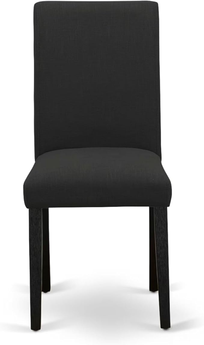 East West Furniture V697AB624-5 5 Piece Dining Table Set Includes a Rectangle Dining Room Table with V-Legs and 4 Black Color Linen Fabric Upholstered Chairs, 40x72 Inch, Multi-Color
