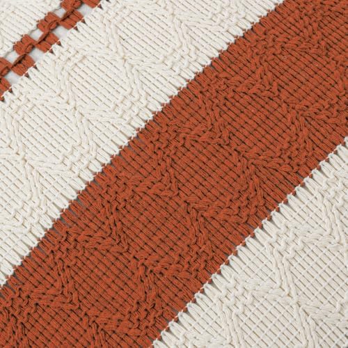 Fancy Homi Set of 1 Boho Burnt Orange Decorative Throw Pillow Cover 16x16 Inch - Image 4
