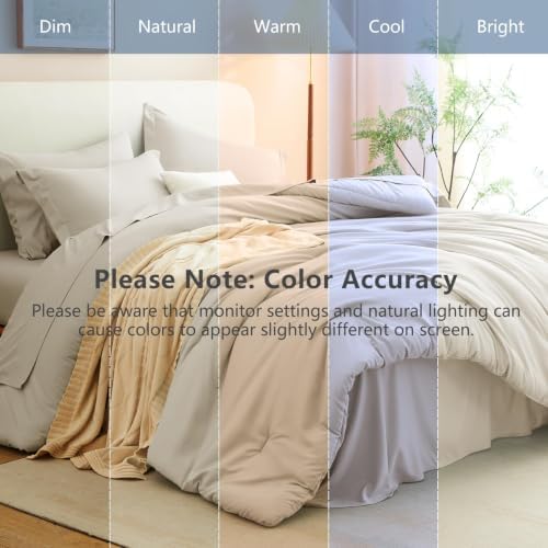 CozyLux California King Comforter Set Beige, 7 Pieces Bed in a Bag - Image 7