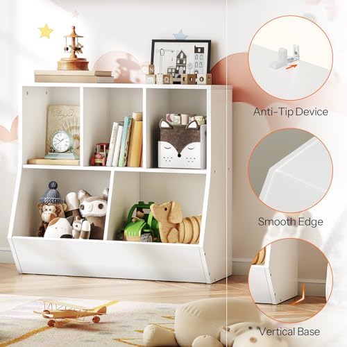 HOOBRO Kids Bookshelf, Bookcase Footboard, 31.5" L Toy Storage Cubby, - Image 7
