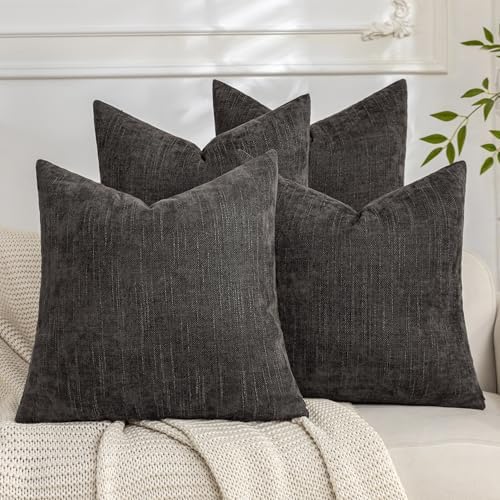 Set of 4 Soft Textured Decorative Throw Pillow Covers 16x16 Inch Cozy Farmhouse by Cozoomy