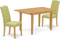 East West Furniture NOCE3-OAK-07 3 Piece Dining Set Contains a Rectangle Dining Room Table with Butterfly Leaf and 2 Limelight Linen Fabric Upholstered Chairs, 32x54 Inch, Oak